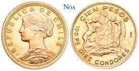 CHILE
Republik, seit 1821. 100 Pesos 1972 So Santiago Fr. 54; KM 175. 20.34 g. Prägefrisch