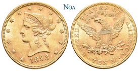 VEREINIGTE STAATEN (USA)
 10 Dollar 1893 Philadelphia Eagle. Liberty head. Fr. 158; KM 102. 16.71 g. Vorzüglich
