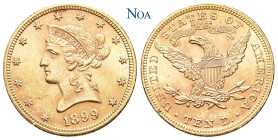 VEREINIGTE STAATEN (USA)
 10 Dollar 1899 Philadelphia Eagle. Liberty head. Fr. 158; KM 102. 16.72 g. Vorzüglich-Stempelglanz