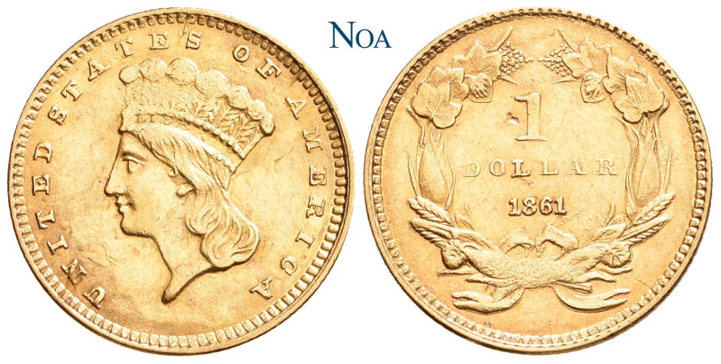 VEREINIGTE STAATEN (USA)
 1 Dollar 1861 Philadelphia Indian Princess head. Fr. ...