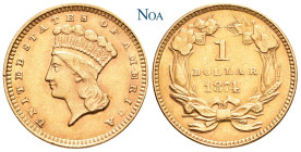 VEREINIGTE STAATEN (USA)
 1 Dollar 1874 Philadelphia Indian Princess head. Fr. 94; KM 86. 1.67 g. Kl. Stempelfehler, feine Tönung, vorzüglich