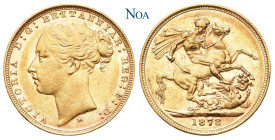 AUSTRALIEN
Victoria, 1837-1901. Sovereign 1878 M Melbourne Young head. Fr. 16; KM 7; Spink 3857. 7.98 g. Gutes vorzüglich