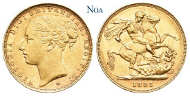 AUSTRALIEN
Victoria, 1837-1901. Sovereign 1885 M Melbourne Young head. Fr. 16; KM 7; Spink 3857C. 7.97 g. Vorzüglich