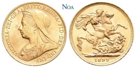 AUSTRALIEN
Victoria, 1837-1901. Sovereign 1899 S Sydney Old head. Fr. 23; KM 13; Spink 3877. 7.99 g. Vorzüglich-Stempelglanz