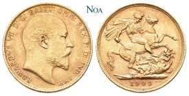 AUSTRALIEN
Eduard VII., 1901-1910. Sovereign 1909 M Melbourne Fr. 33; Spink 3971; KM 15. 7.97 g. Fast vorzüglich