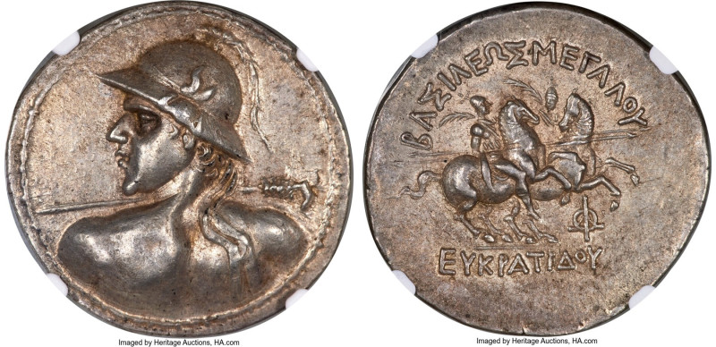 BACTRIAN KINGDOM. Eucratides I the Great (ca. 170-145 BC). AR tetradrachm (34mm,...