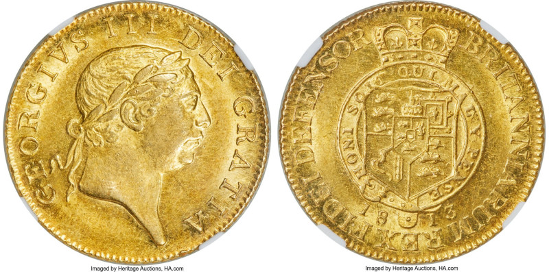 George III gold "Military" Guinea 1813 MS64 NGC, KM664, S-3730, Farey-1390. Sixt...