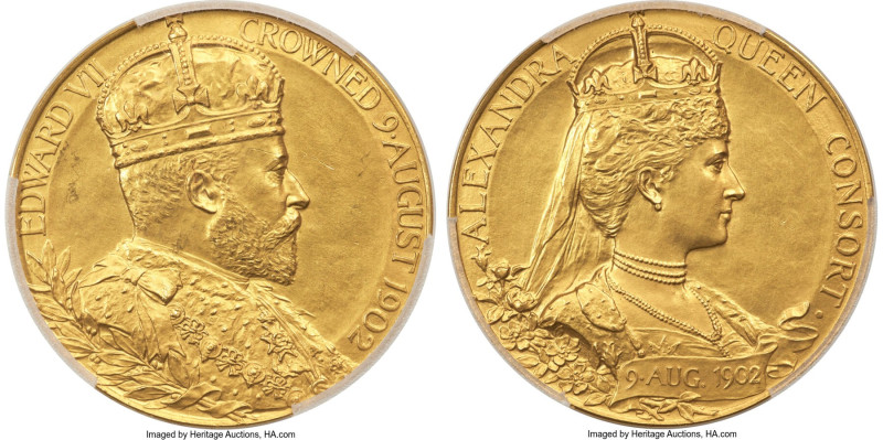 Edward VII gold Matte Specimen "Coronation" Medal 1902 SP62 PCGS, BHM-3737, Eime...