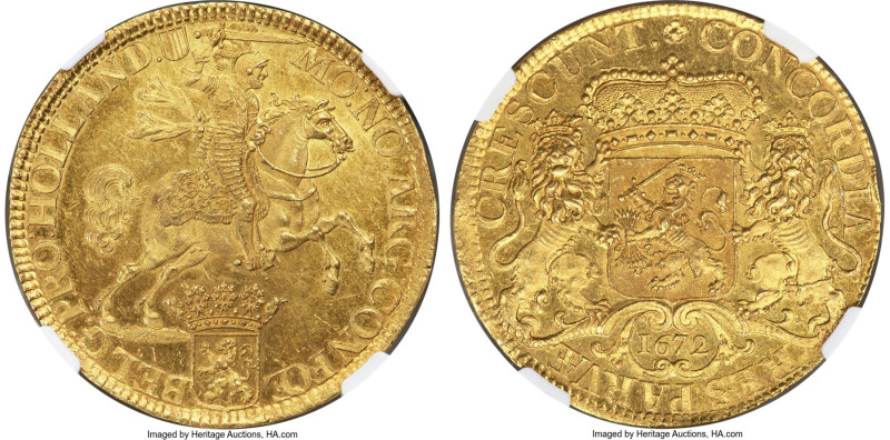 Holland. Provincial gold Proof Pattern Ducaton (Silver Rider) 1672 PR63 NGC, Dor...