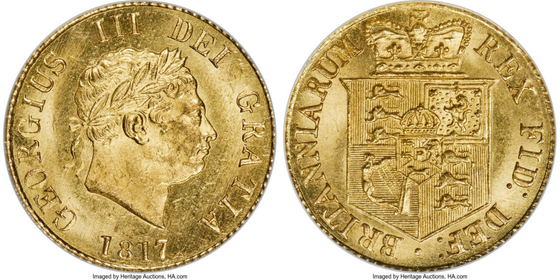 George III gold 1/2 Sovereign 1817 MS64 NGC, KM673, S-3786. A striking specimen ...