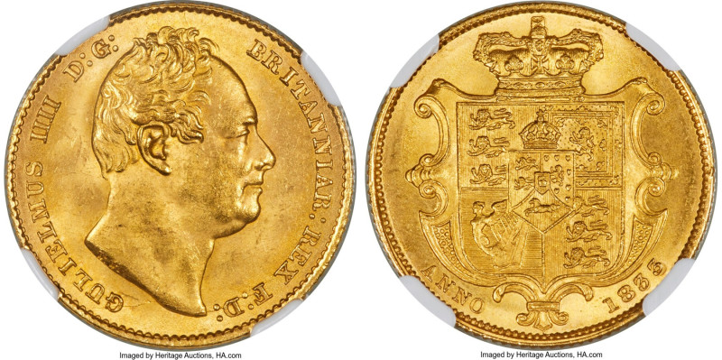 William IV gold Sovereign 1833 MS64 NGC, KM717, S-3829B. Virtually unseen in thi...