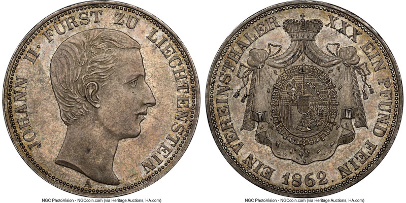 Johann II Taler 1862-A MS61 NGC, Vienna mint, KM-Y1, Dav-215, Divo-87, Thun-468....