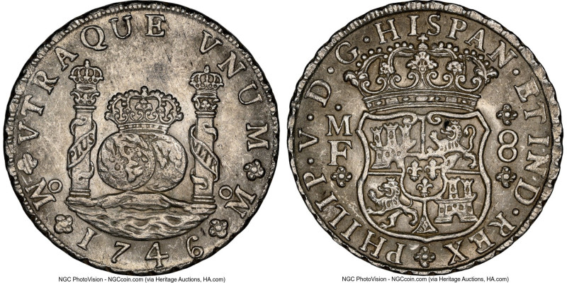 Philip V 8 Reales 1746 Mo-MF MS63 NGC, Mexico City mint, KM103, Cal-1470. This h...