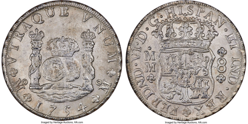 Ferdinand VI 8 Reales 1754 Mo-MM MS62 NGC, Mexico City mint, KM104.2, Cal-487. I...