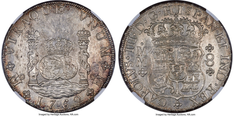 Charles III 8 Reales 1762 Mo-MM MS61 NGC, Mexico City mint, KM105, Fr-1080. Vari...