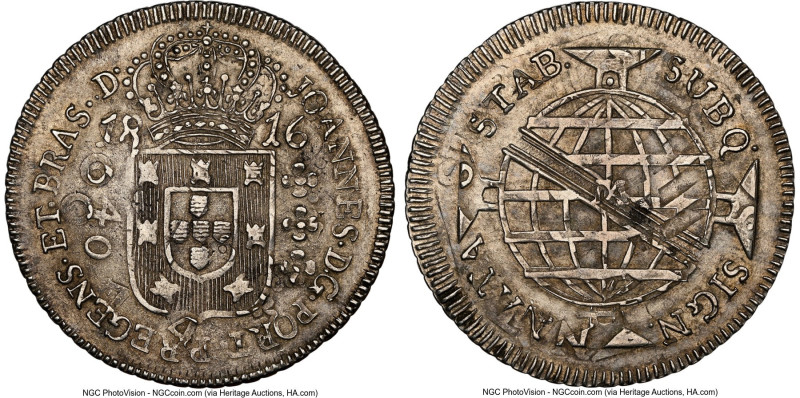 João Prince Regent 640 Reis 1816-M AU58 NGC, Minas Gerais mint, KM256.3, LMB-437...