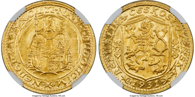 Republic gold Ducat 1931 MS66 NGC, Kremnitz mint, KM8, Fr-2. One of the more acc...