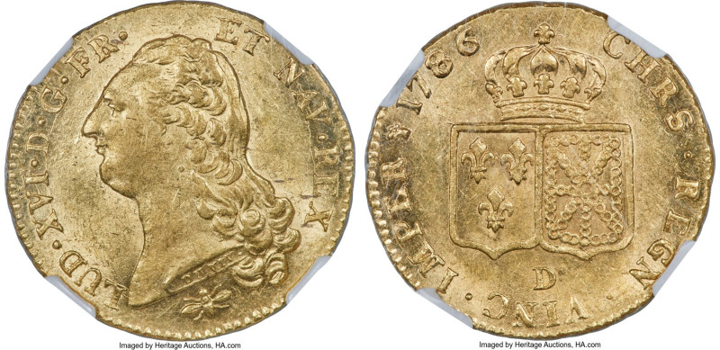 Louis XVI gold 2 Louis d'Or 1786-D MS62 NGC, Lyon mint, KM592.5, Gad-363. A spar...