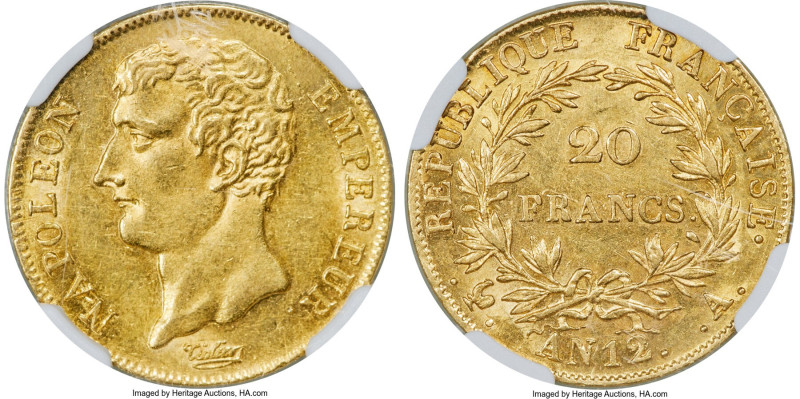 Napoleon gold 20 Francs L'An 12 (1803/1804)-A MS62 NGC, Paris mint, KM661, Fr-48...