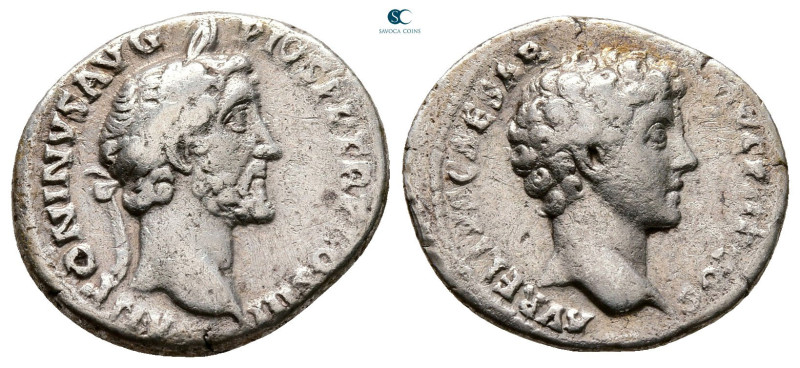 Antoninus Pius with Marcus Aurelius, as Caesar AD 138-161. Rome
Denarius AR

...