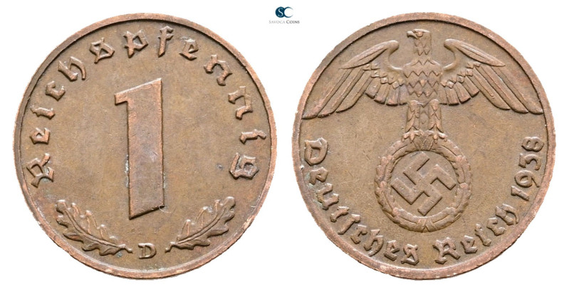 Germany. AD 1938. 
1 Reichspfennig 1938 D

 mm, 2 g



Good Very Fine