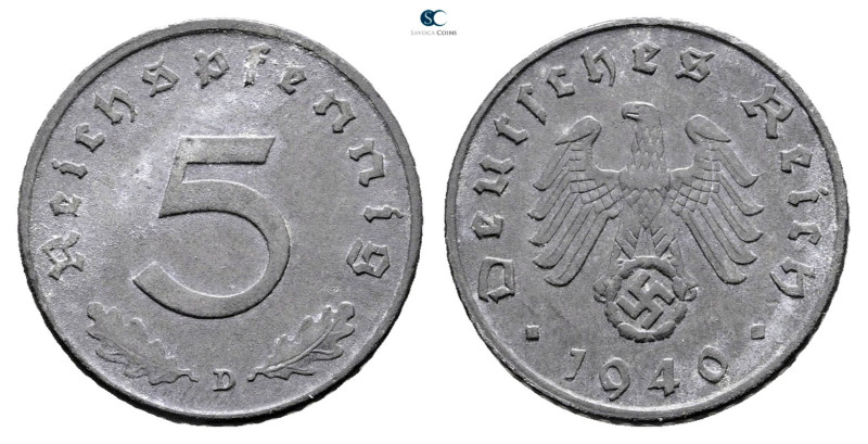 Germany. AD 1940. 
5 Reichspfennig 1940 D

 mm, 2,5 g



Very Fine