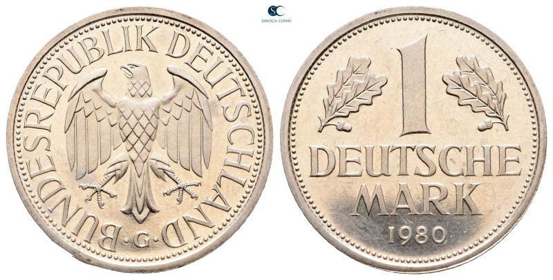 Germany. Karlsruhe. Bundesrepublik Deutschland AD 1980. 
1 Mark NI

23 mm, 5,...