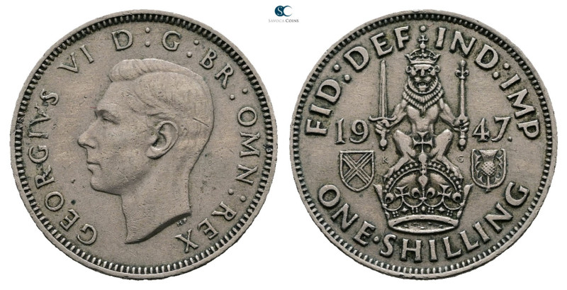 India. AD 1947. 
1 Shilling

23 mm, 5,62 g



Very Fine