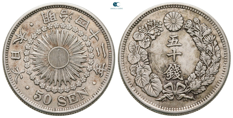 Japan. Mutsuhito (Meiji) AD 1867-1912. 
50 Sen AR 1909

28 mm, 10,09 g


...