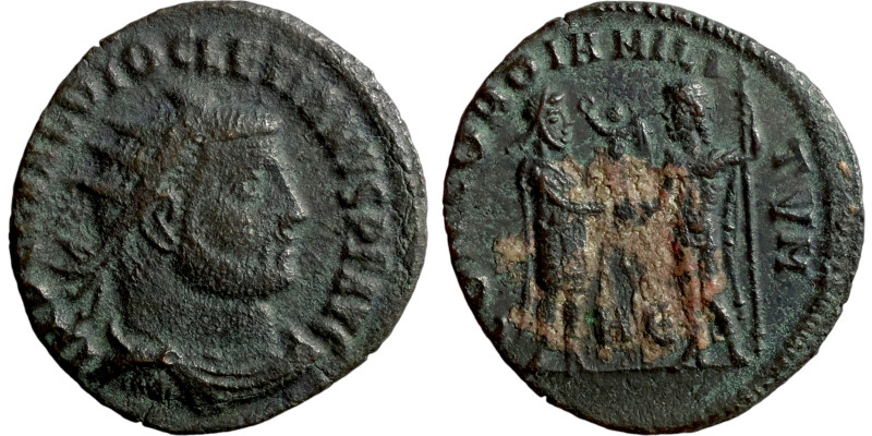 Diocletian. (285 AD). Æ Antoninianus. Obv: IMP C C VAL DIOCLETIANVS P F AVG. rad...