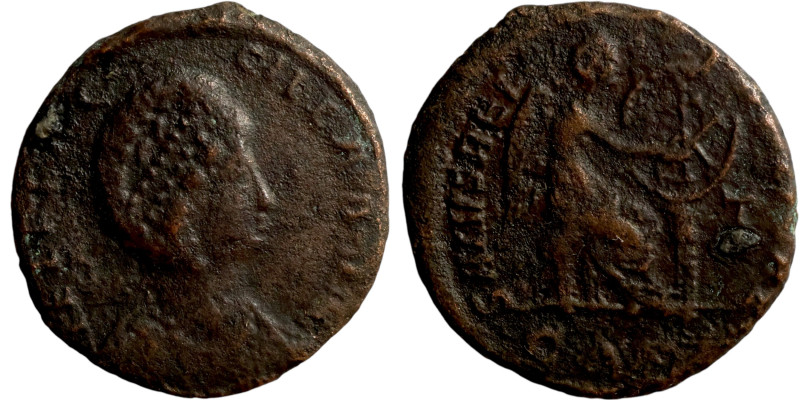 Aelia Eudoxia (400-404 AD). Uncertain mint. AE follis. Obv.: AEL EVDO-XIA AVG, d...