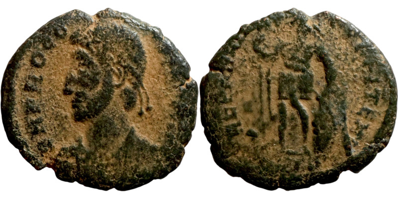 Procopius (Usurper 365-366) Follis. Obverse: DN PROCOPIVS PF AVG. Pearl diademed...