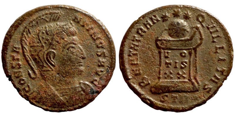 Constantine I (310-337 AD). Trier mint. AE Follis. Obv.: CONSTANTINVS AVG, helme...