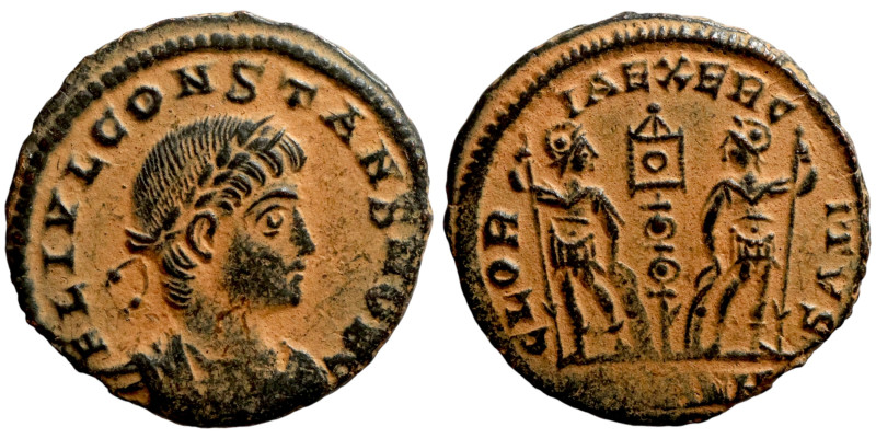 Constans (346-349 AD). AE follis. Obv: FL CONSTANS NOB CAES, Laurel and draped a...