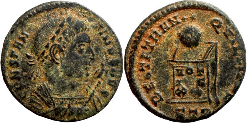 Constantinus I (306-337) Follis. Obverse: CONSTANTINVS AVG Laureate bust in cons...