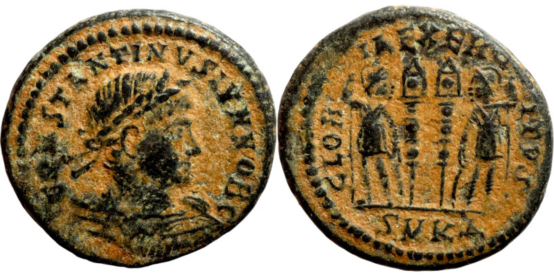 Constantine II (Caesar, 314-326). Follis.Obv: FL CONSTANTINVS NOB C. Laureate an...