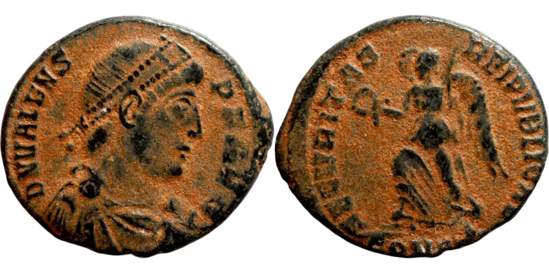 Valens (364-378) Follis . Obverse: DN VALENS PF AVG diademed bust. Reverse: SECV...