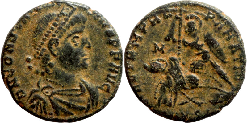 Constantinus II (337-361) Follis. Obverse: DN CONSTANTIVS PF AVG. Diademed bust ...