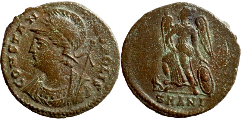 Constantinus I (306-337) Commemoratives Follis. Obverse: CONSTANTINOPOLIS, laure...