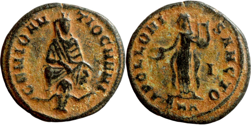 Maximinus II (305-313) Follis Antioch. Obverse: GENIO ANTIOCHENI, Tyche of Antio...