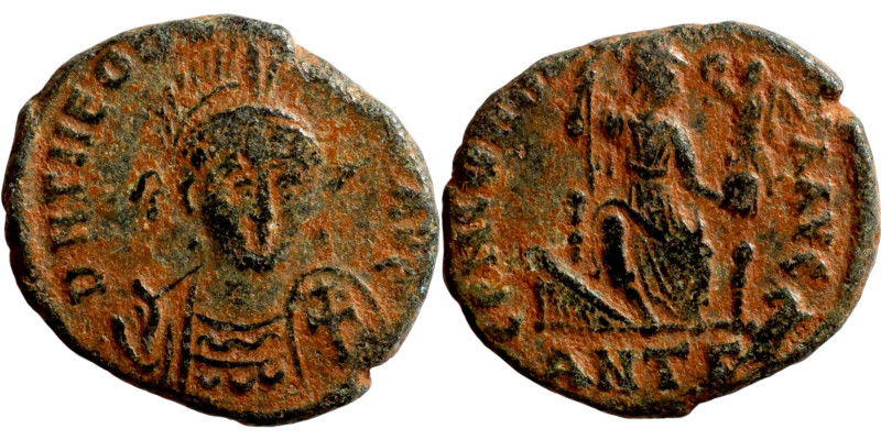 Theodosius II (408-450) Nummus, Obverse: DN THEODOSVS PP AVG Helmeted, diademed ...