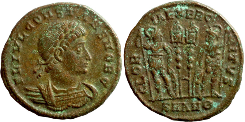 Constans, (337-350) follis Obv: FL IVL CONSTANS NOB C laureate, cuirassed bust r...