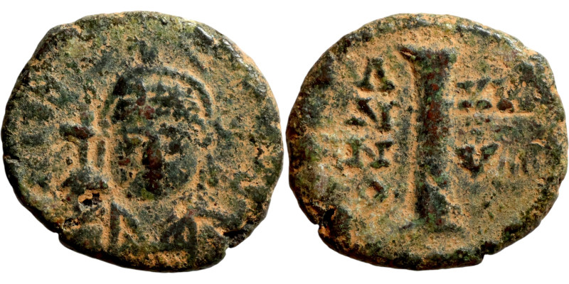 Justinian I (527-565) Decanummium Obverse: D N IVSTINIANVS P P AVG, diademed, he...