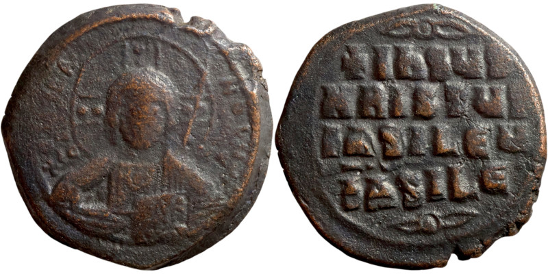 Anonymous Follis attributed to Basil II (976-1025) Obverse: +ЄMMA-NOVH / IC-XC N...