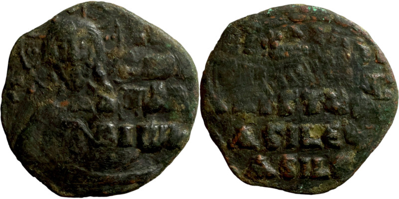 Anonymous Follis attributed to Basil II (976-1025) Obverse: +ЄMMA-NOVH / IC-XC N...