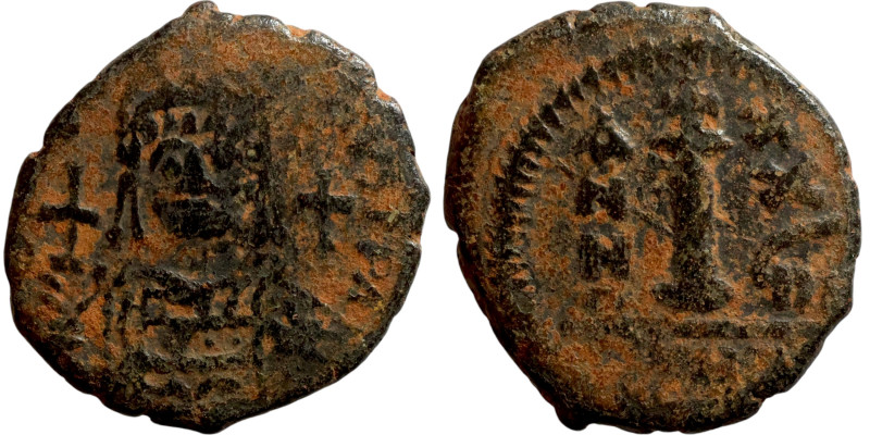 Justinian I (527-565) Decanummium Obverse: D N IVSTINIANVS P P AVG, diademed, he...