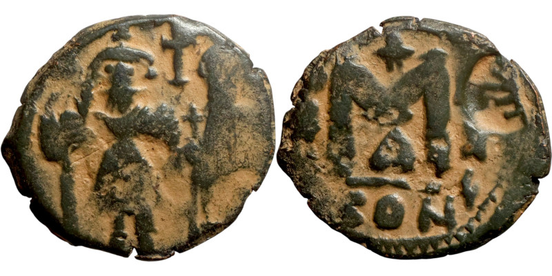 Heraclius and Hercalius Constantine (610-641) Follis. Obverse: Heraclius on left...