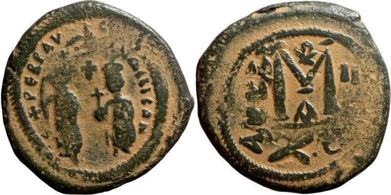 Heraclius and Hercalius Constantine (610-641) Follis. Obverse: Heraclius on left...