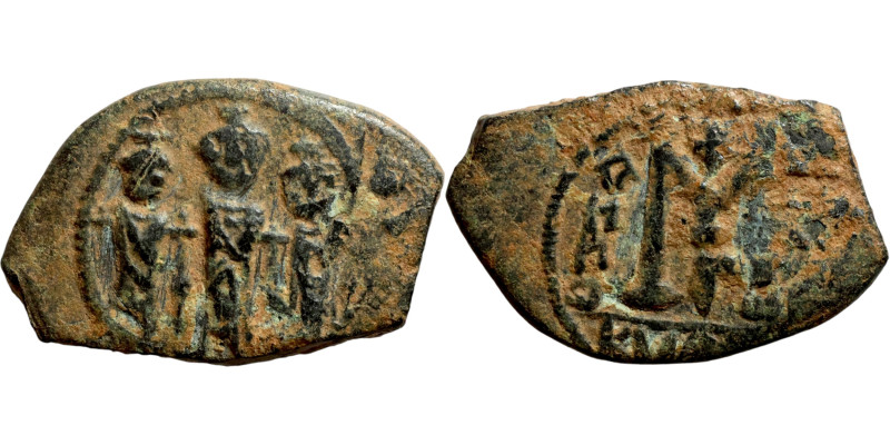 Heraclius, Martina and Heraclius Constantine (610-641) Follis. Obverse: From lef...