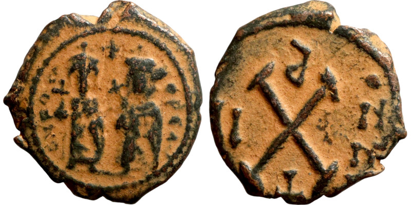 Phocas .(602-610). Decanummium. Obverse: DN FOCAS PERP AVG. Crowned, mantled bus...